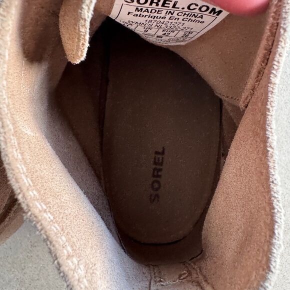 Sorel Evie Wedge Ankle Bootie Women's 11 Tan Lace Up Suede Waterproof Boot - Picture 9 of 10